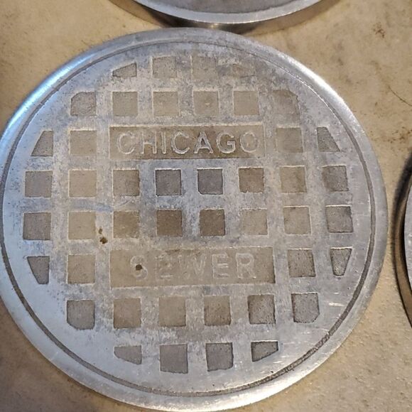 Godinger Metal Set of 4 Storm Sewer Coaste… - Picture 2 of 6